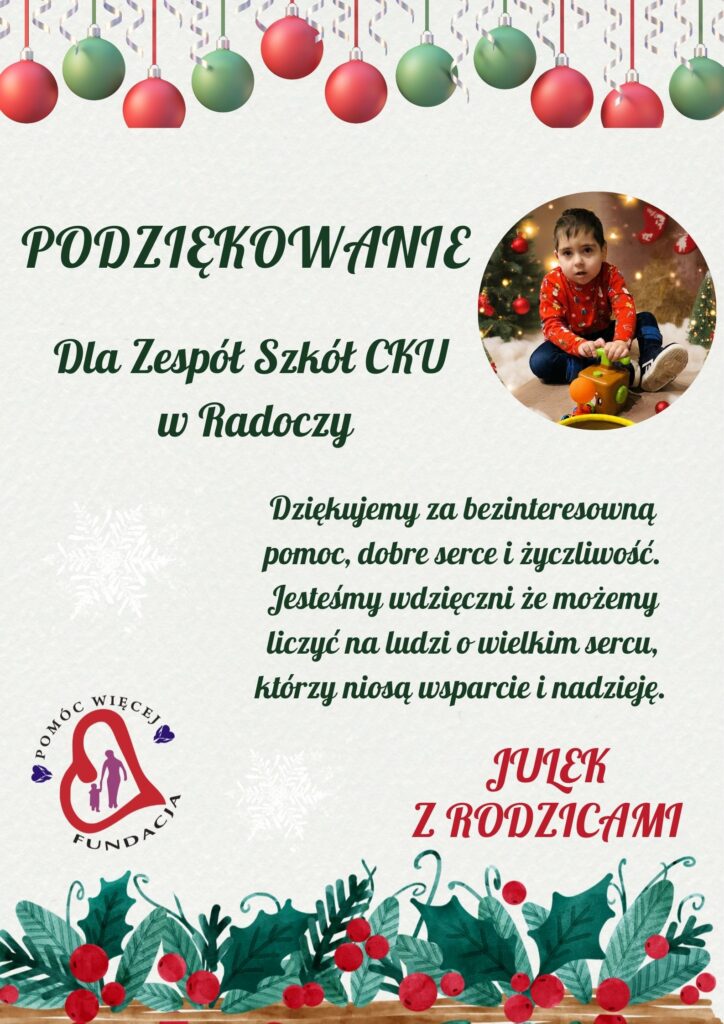 Podziękowanie za przeprowadzoną akcję wolontariatu 