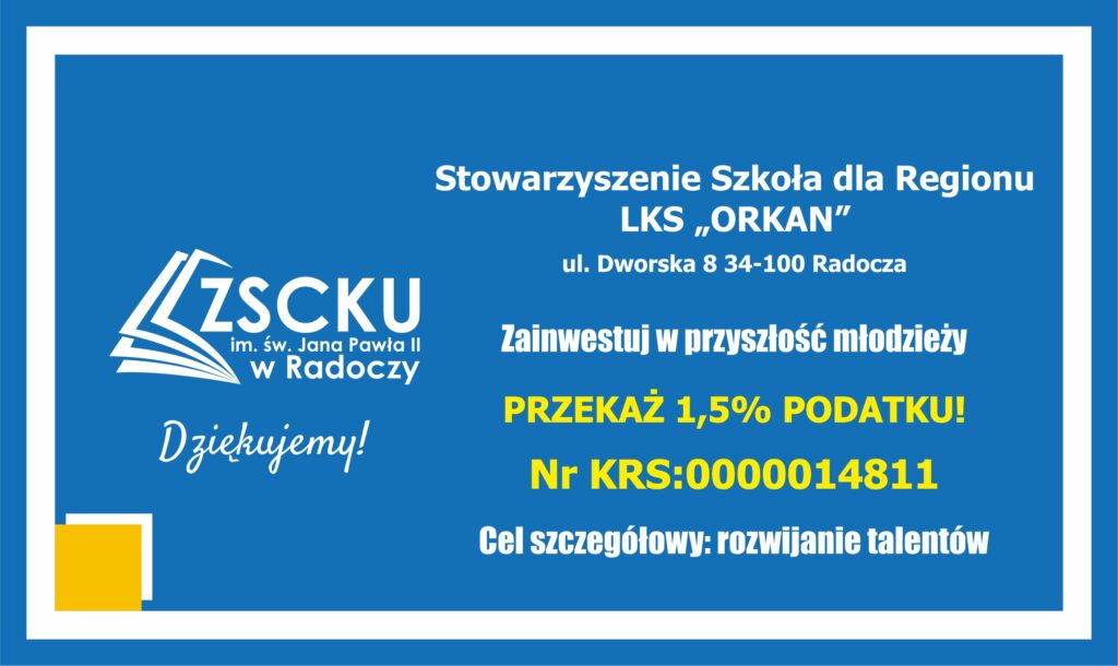 W związku z tym zwracamy się do Państwa z serdeczną prośbą o przekazanie 1,5% podatku na realizację tych działań. To prosty gest, który nic nie kosztuje, a ma realny wpływ na możliwości rozwoju naszych uczniów.
