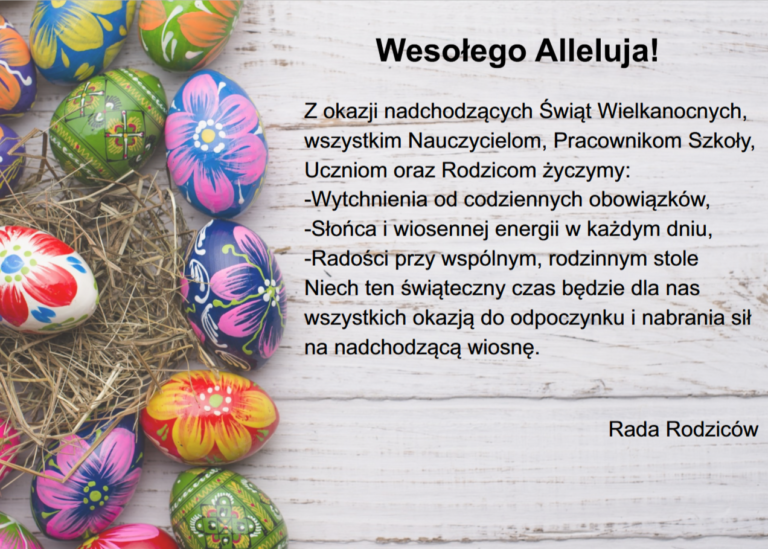 Życzenia z okazji Świąt Wielkanocnych od Rady Rodziców